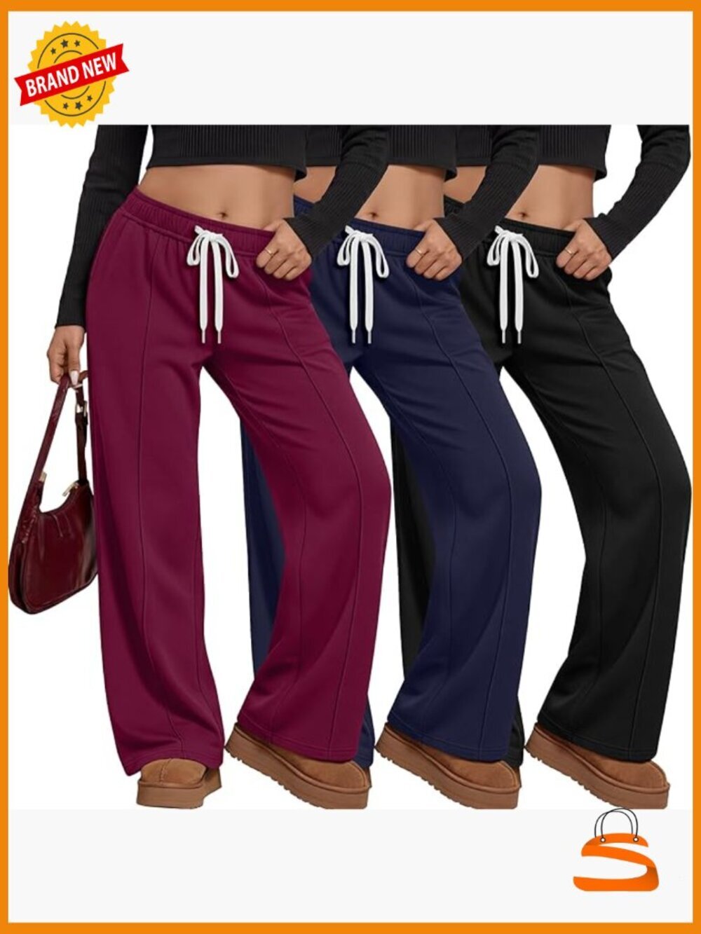 3 Pack Plus Size Wide Leg Palazzo Pants with Pockets